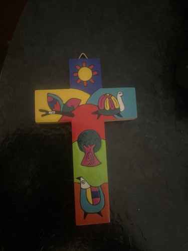 Holz kreuz zum aufhängen - zum, bunt