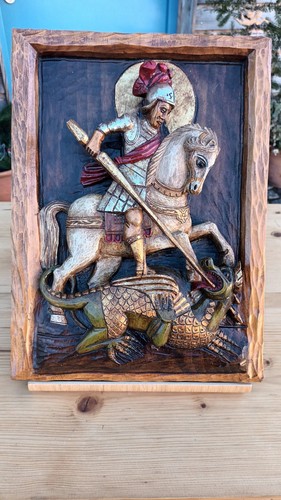 Altes holzrelief farbig - altes,